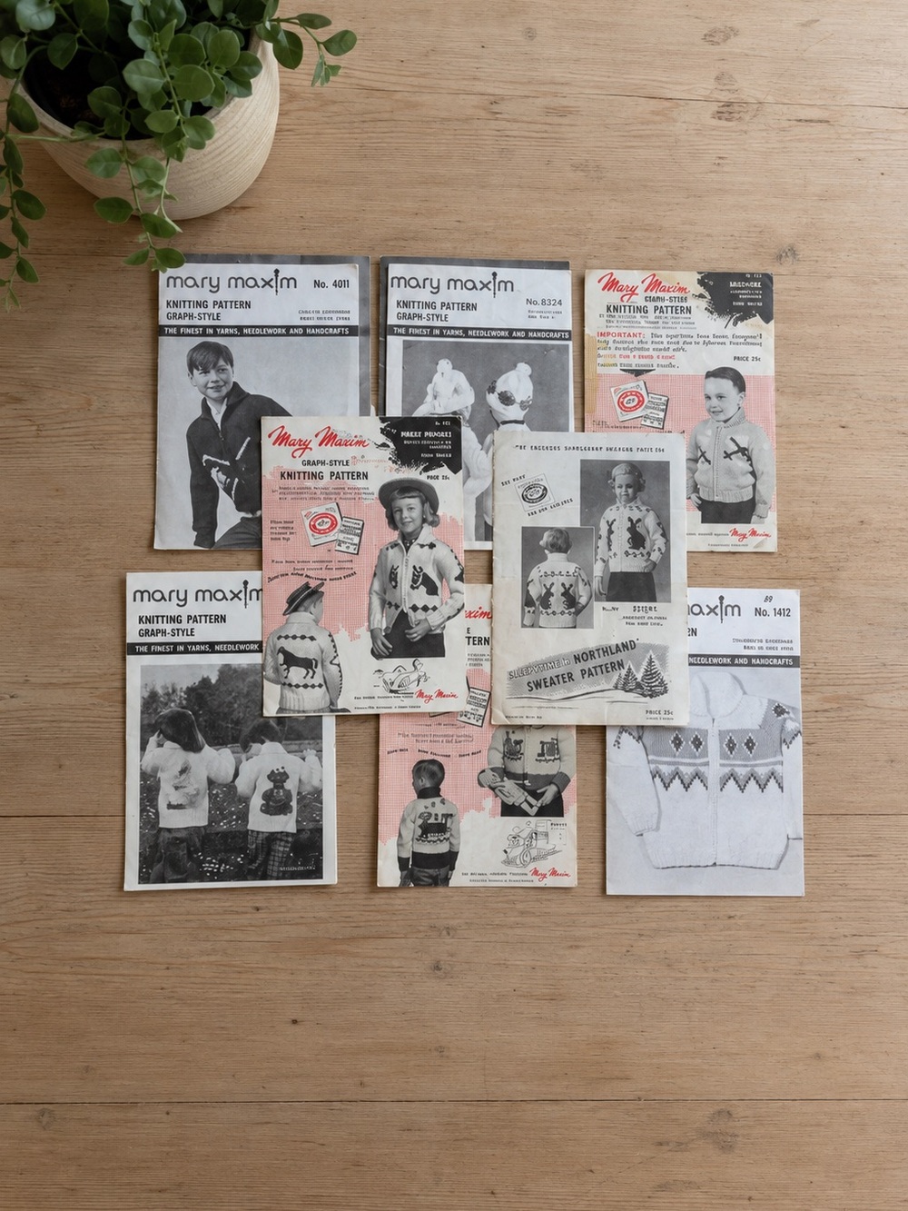 Vintage Mary Maxim Children's Knitting Patterns Lot Big Bird Cookie Monster 50s